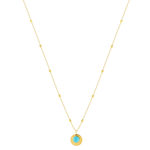 Collier plaqué or jaune, disque et amazonite en pampille 48 cm - vue 2