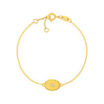 18 cm yellow gold-plated bracelet with an oval pearl-adorned zirconia medallion - view 1