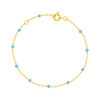 Bracelet plaqué or jaune résine bleue 18 cm - vue V1