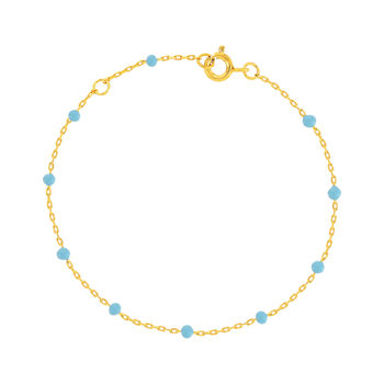 Bracelet plaqué or jaune résine bleue 18 cm