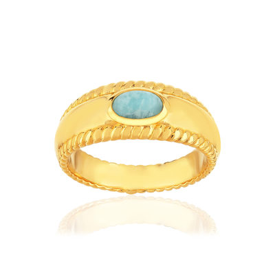Bague plaqué or jaune amazonite