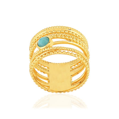 Bague plaqué or jaune perlée amazonite - vue 1