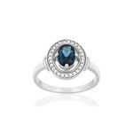 Bague argent 925 topazes bleues et blanches - vue 1