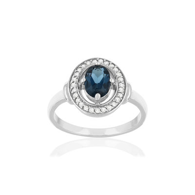 Bague argent 925 topazes bleues et blanches - vue 1