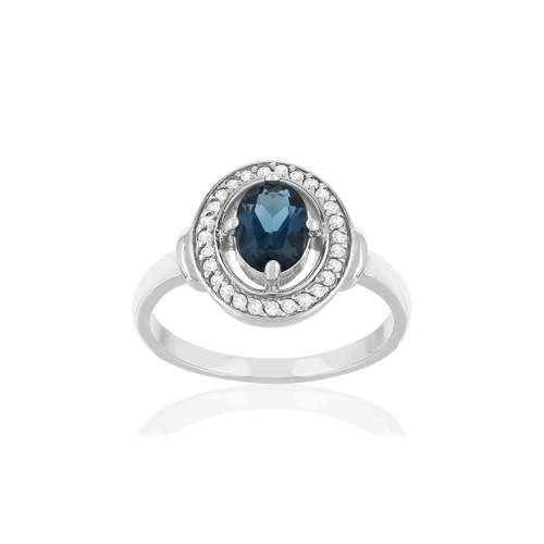 Bague argent 925 topazes bleues et blanches