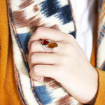 Bague argent 925 ambre - vue porté 1