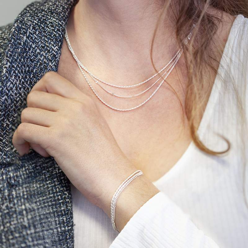 Parure argent 925 collier bracelet - vue porté 1