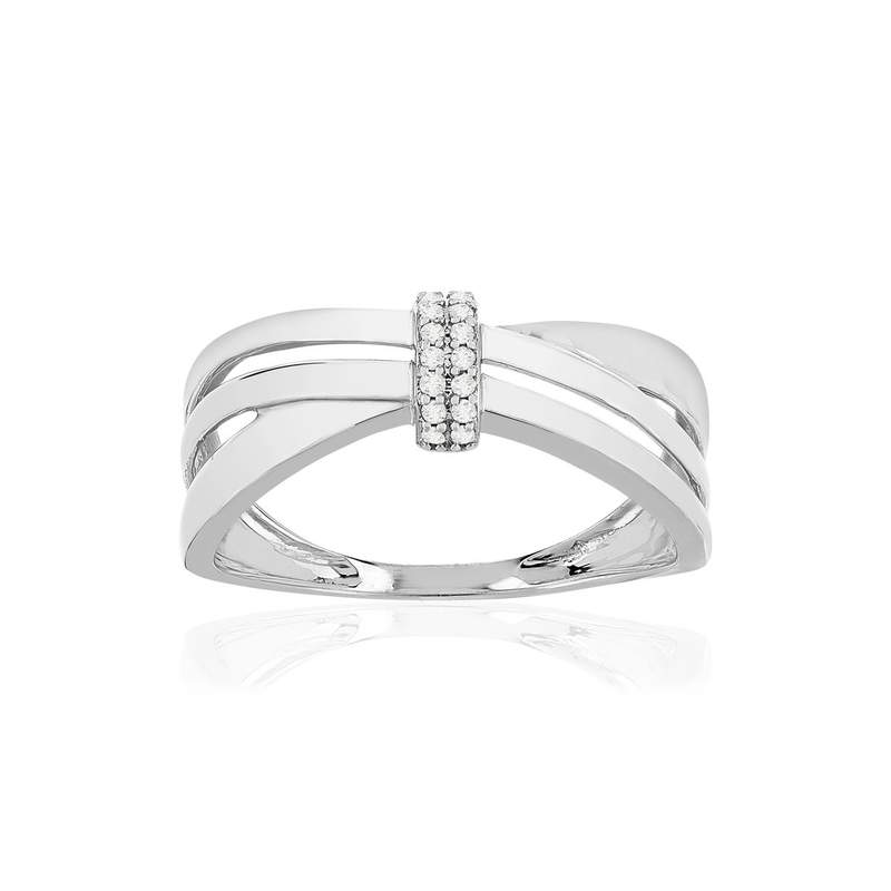 Bague or blanc 375 diamants 0.05 carat - vue 1