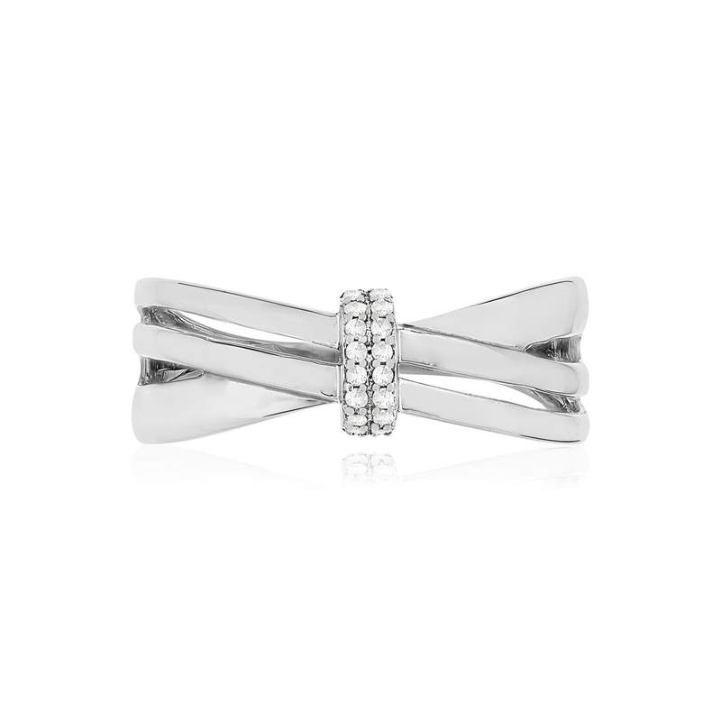 Bague or blanc 375 diamants 0.05 carat - vue 3