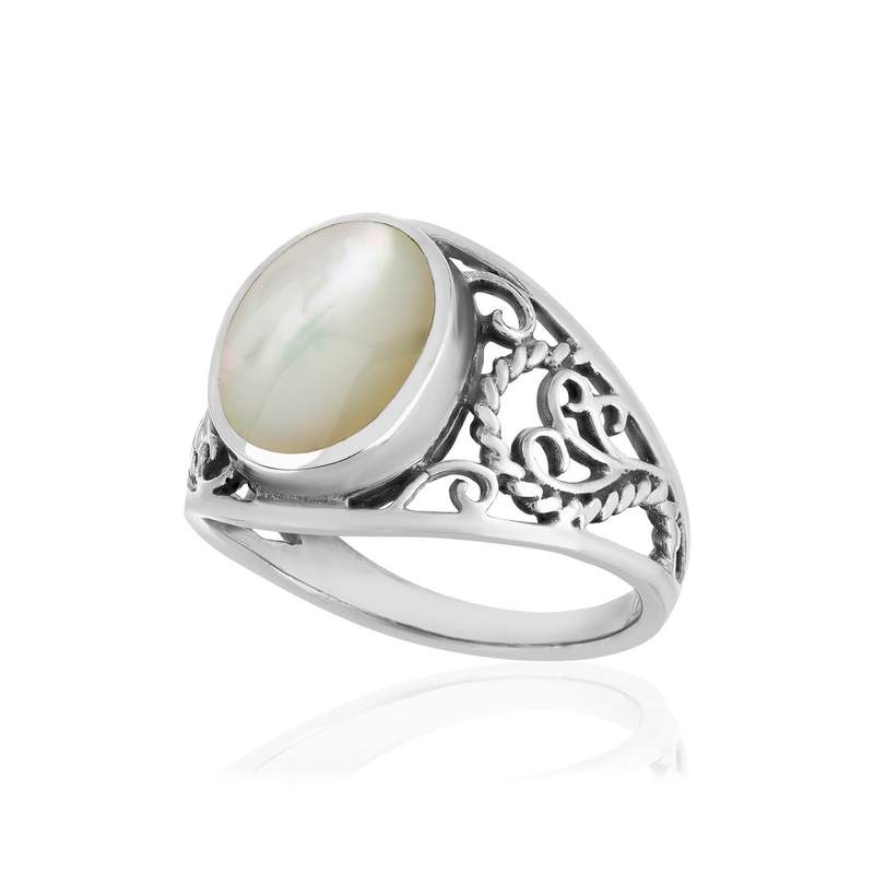 Bague argent 925 nacre - vue D1