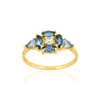 375 Yellow Gold Ring with Topaz Stones