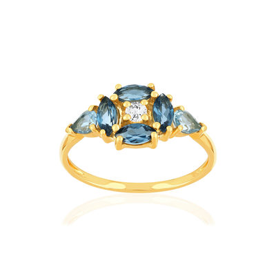 Bague or jaune 375 topazes - vue 1
