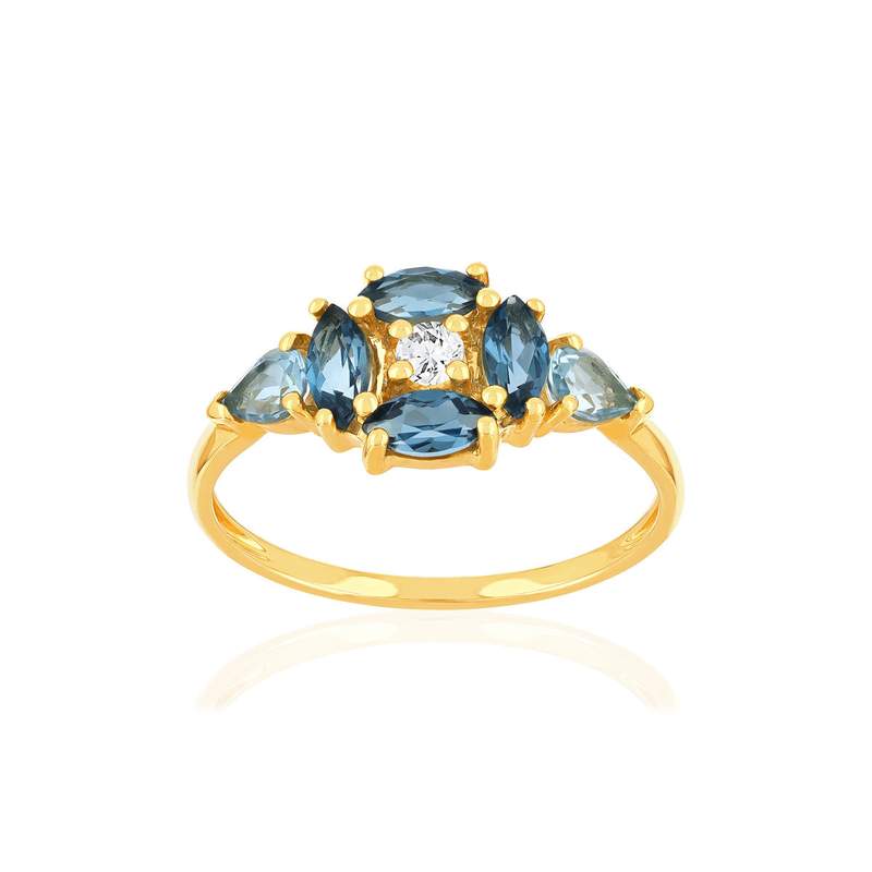 Bague or jaune 375 topazes - vue 1