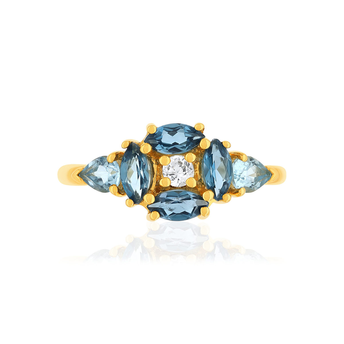 Bague or jaune 375 topazes - vue 3