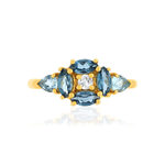 Bague or jaune 375 topazes traitées - vue 3