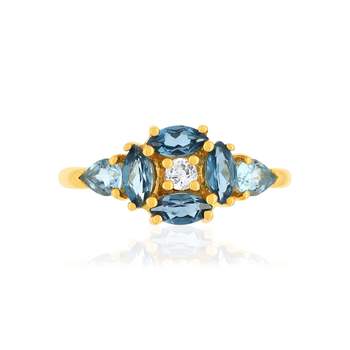 375 Yellow Gold Ring with Topaz Stones