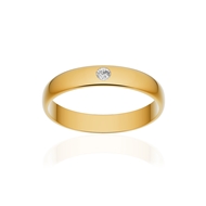 Alliance or 750 jaune poli demi-jonc 3,5mm diamant brillant
