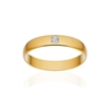 Alliance or 750 jaune poli demi-jonc 3,5mm diamant princesse - vue V1