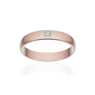 Alliance or 750 rose poli demi-jonc 3,5mm diamant princesse