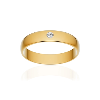 Alliance or 750 jaune poli demi-jonc 4mm diamant brillant
