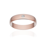 Alliance or 750 rose poli demi-jonc 4mm diamant brillant
