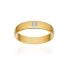 Alliance or 750 jaune poli demi-jonc 4mm diamant princesse - vue V1