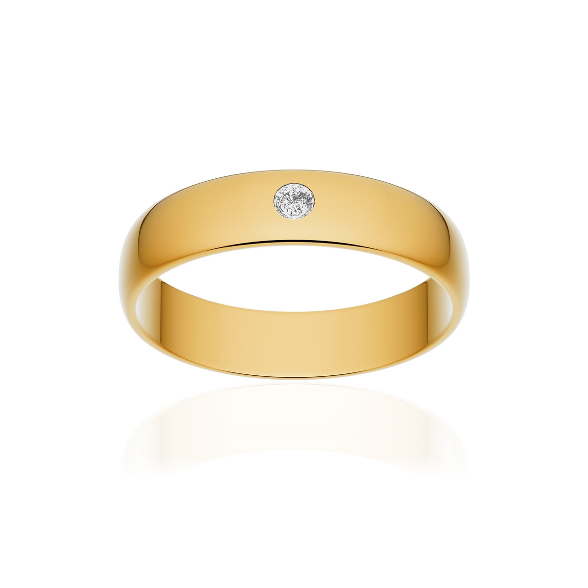Alliance or 750 jaune poli demi-jonc 4,5mm diamant brillant