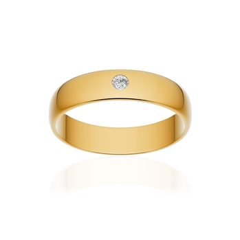 Alliance or 750 jaune poli demi-jonc 4,5mm diamant brillant