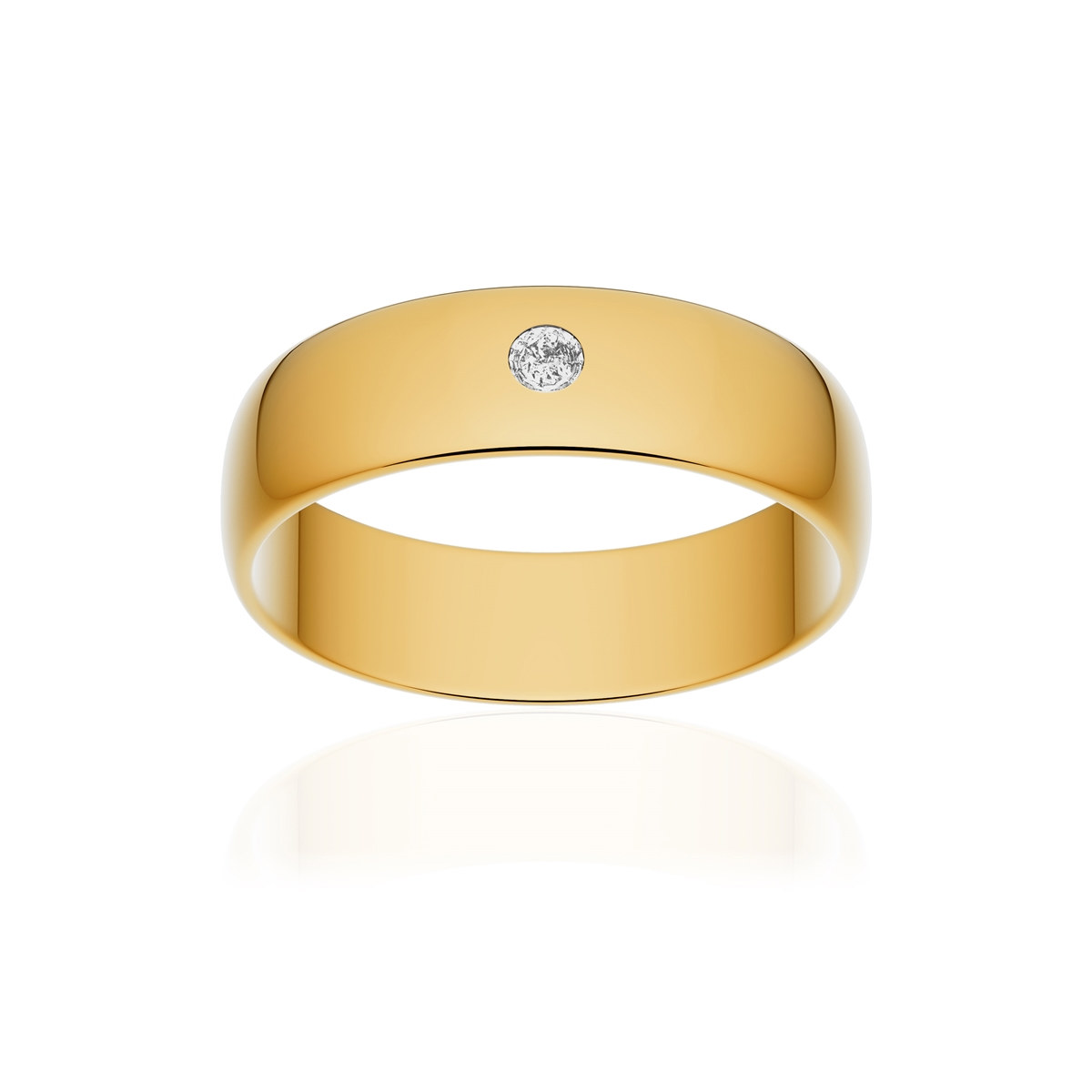 Alliance or 750 jaune poli demi-jonc 5,5mm diamant brillant