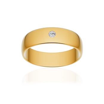 Alliance or 750 jaune poli demi-jonc 5,5mm diamant brillant