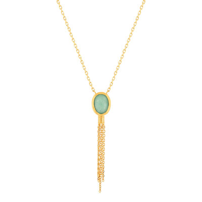 Collier plaqué or aventurine 45 cm - vue 1