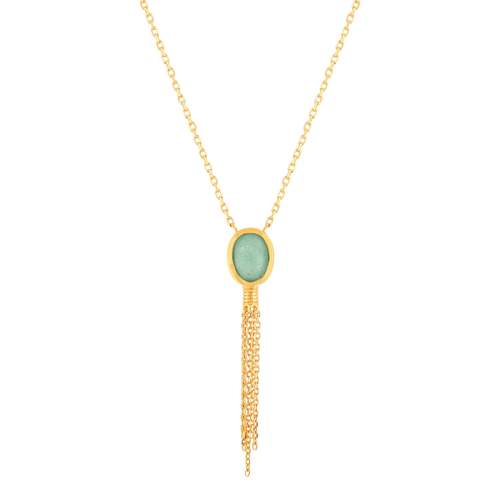 Collier plaqué or aventurine 45 cm
