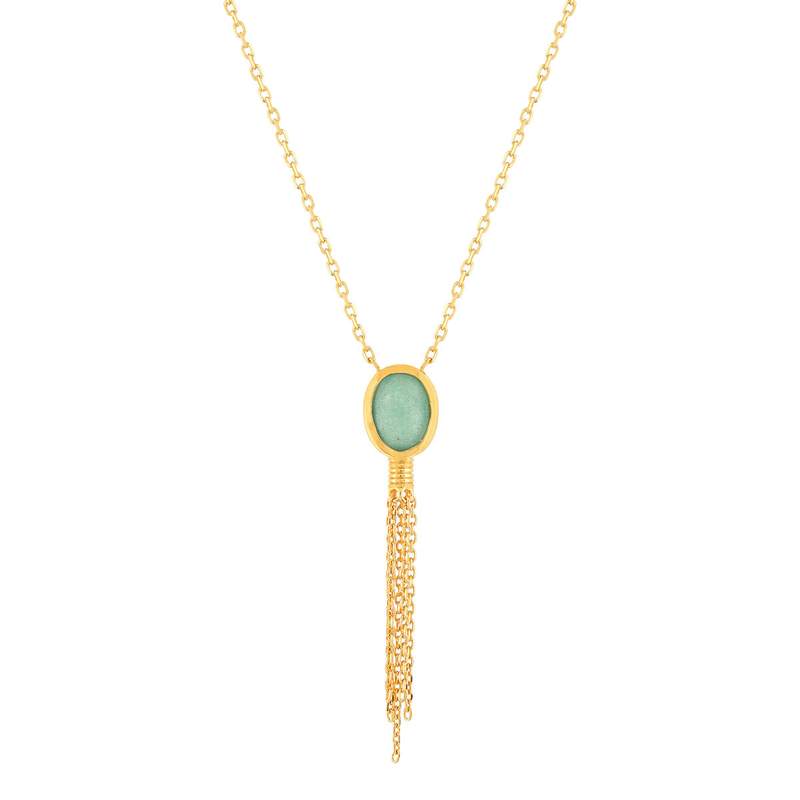 Collier plaqué or aventurine 45 cm - vue 1