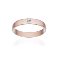 Alliance or 750 rose brossé demi-jonc 3,5mm diamant brillant