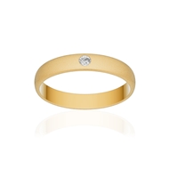 Alliance or 750 jaune sablé demi-jonc 3,5mm diamant brillant