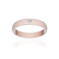 Alliance or 750 rose sablé demi-jonc 3,5mm diamant brillant