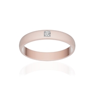 Alliance or 750 rose sablé demi-jonc 3,5mm diamant princesse