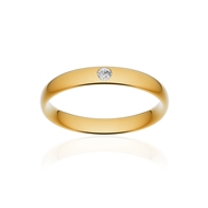 Alliance or 750 jaune poli demi-jonc confort 3,5mm diamant brillant