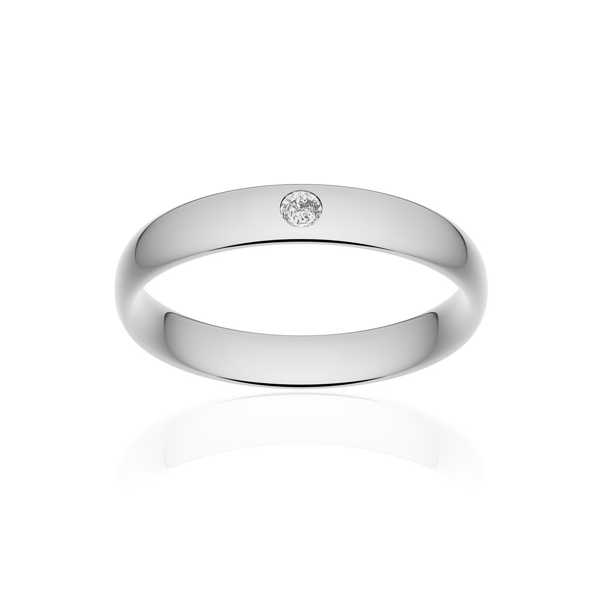 Alliance or 750 blanc poli demi-jonc confort 4mm diamant brillant