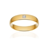 Alliance or 750 jaune poli demi-jonc confort 4,5mm diamant princesse - vue V1