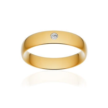 Alliance or 750 jaune poli demi-jonc confort 5mm diamant brillant