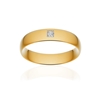 Alliance or 750 jaune poli demi-jonc confort 5mm diamant princesse - vue V1