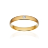 Alliance or 750 jaune brossé demi-jonc confort 3,5mm diamant brillant - vue V1