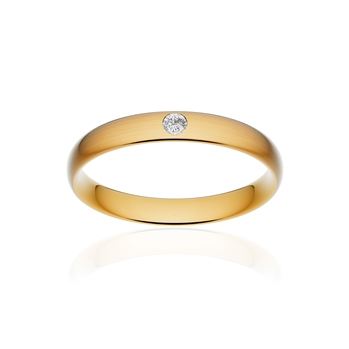 Alliance or 750 jaune brossé demi-jonc confort 3,5mm diamant brillant