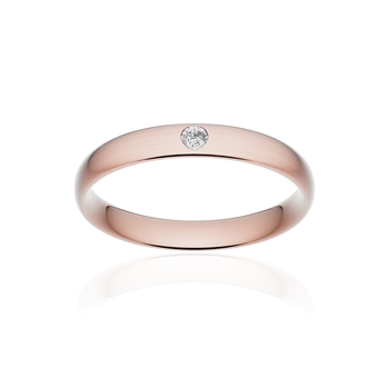 Alliance or 750 rose brossé demi-jonc confort 3,5mm diamant brillant