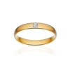 Alliance or 750 jaune brossé demi-jonc confort 3,5mm diamant princesse - vue V1