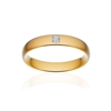 Alliance or 750 jaune brossé demi-jonc confort 4mm diamant princesse - vue V1