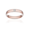 Alliance or 750 rose brossé demi-jonc confort 4mm diamant princesse - vue V1