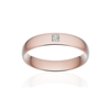 Alliance or 750 rose brossé demi-jonc confort 4,5mm diamant princesse - vue V1