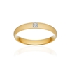 Alliance or 750 jaune sablé demi-jonc confort 3,5mm diamant princesse - vue V1